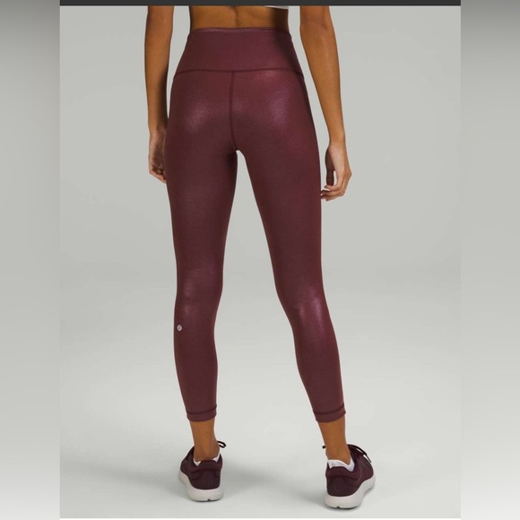 Lululemon Wunder Train High-Rise Tight 25" *Foil Radiate Foil Print Red Merlot - Picture 2 of 6